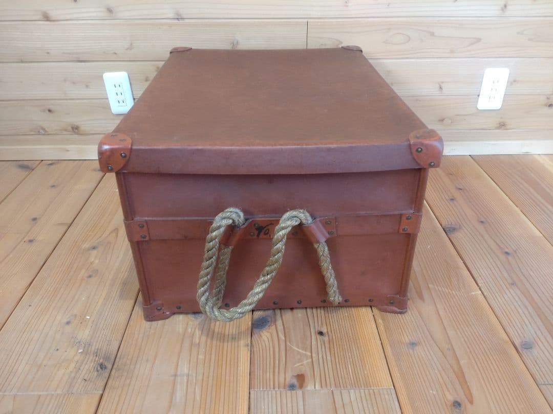 ボテ箱 昭和レトロ 蓋付き 朱いろ 古道具 コンテナ 硬質紙製