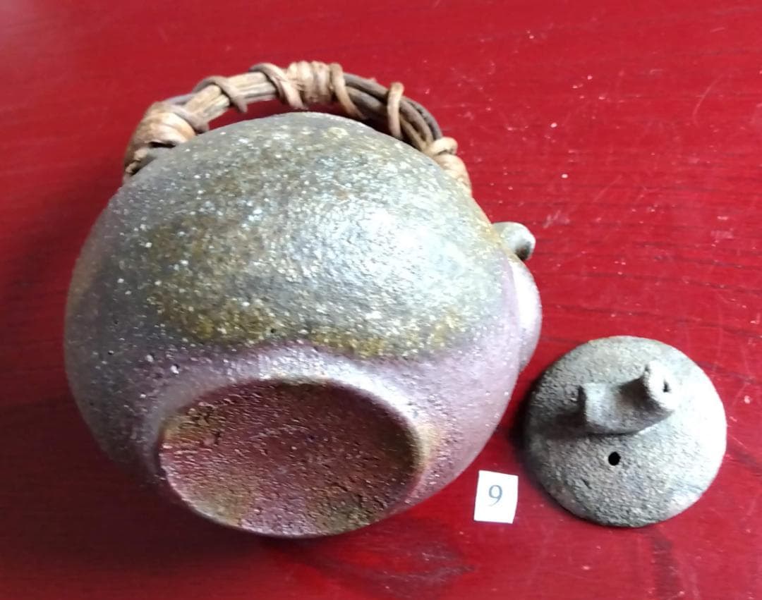 越前焼名工　村島　順　【鮎陶房】急須代表的作家逸品自然灰釉究極美蔓手持ち急須酒器