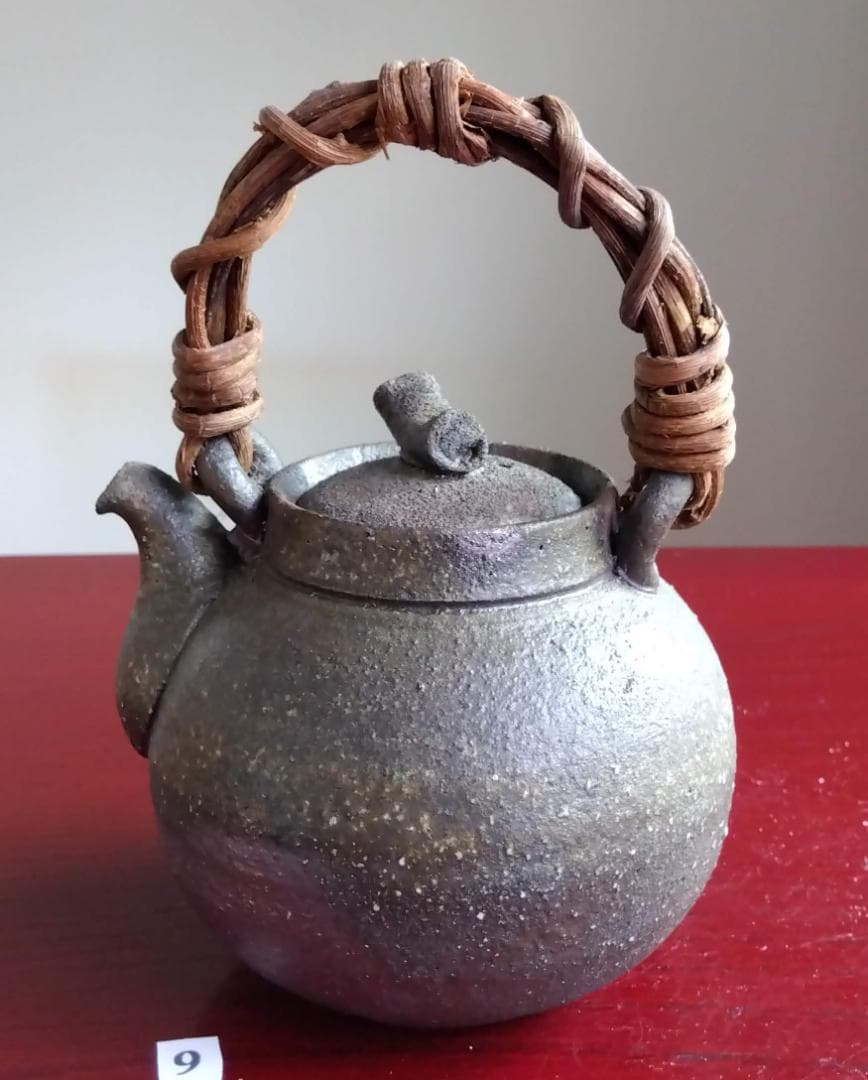 越前焼名工　村島　順　【鮎陶房】急須代表的作家逸品自然灰釉究極美蔓手持ち急須酒器