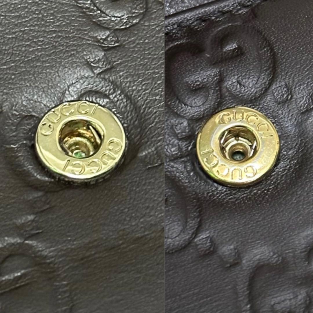 GUCCI グッチ　折り財布　メタルロゴ　Wホック　ブラウン　グッチシマ　GG