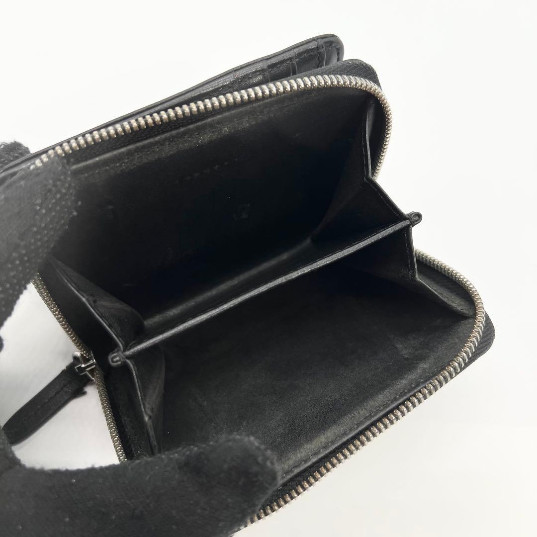 近年モデル✨DIESEL　二つ折り財布　Dロゴ　レザー　ブラック　ミニポーチ付き