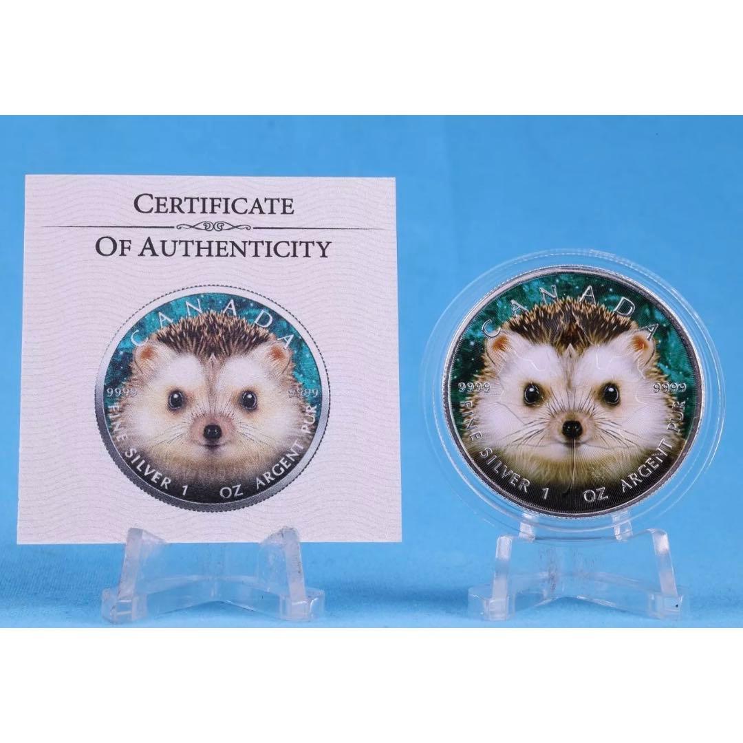 世界100枚限定！ カナダ メイプルリーフ 銀貨 カラー ハリネズミ 1オンス