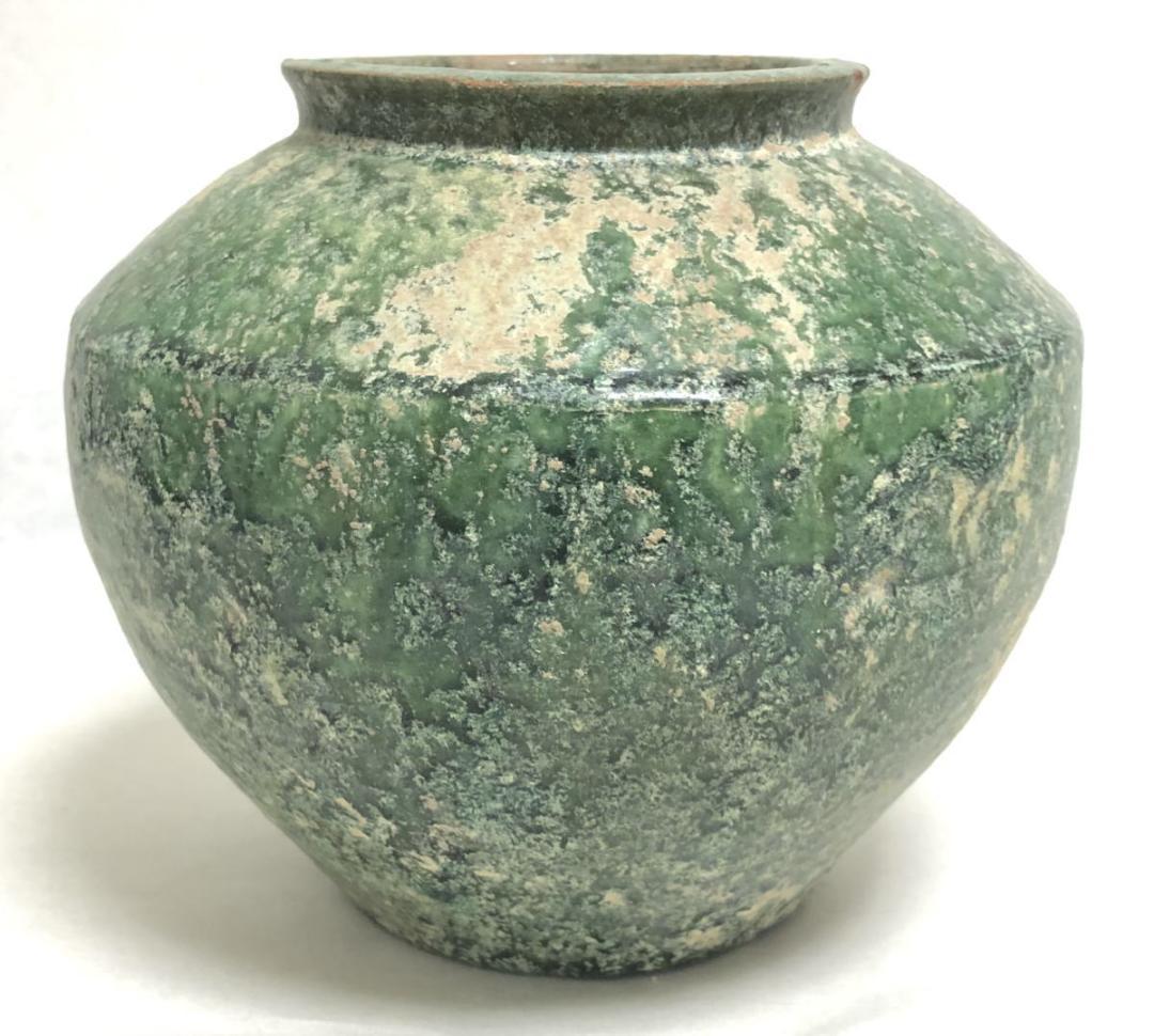 中国・後漢時代 1世紀 漢緑釉 緑釉壷 伝世品焼物 保証 ウブ品 WWTT204