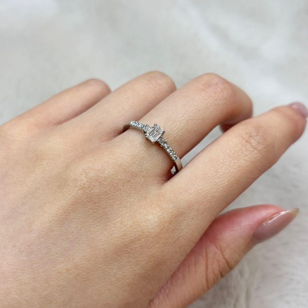 天然 ダイヤモンド 計0.43ct D-SI2 エメラルドカット GIA鑑