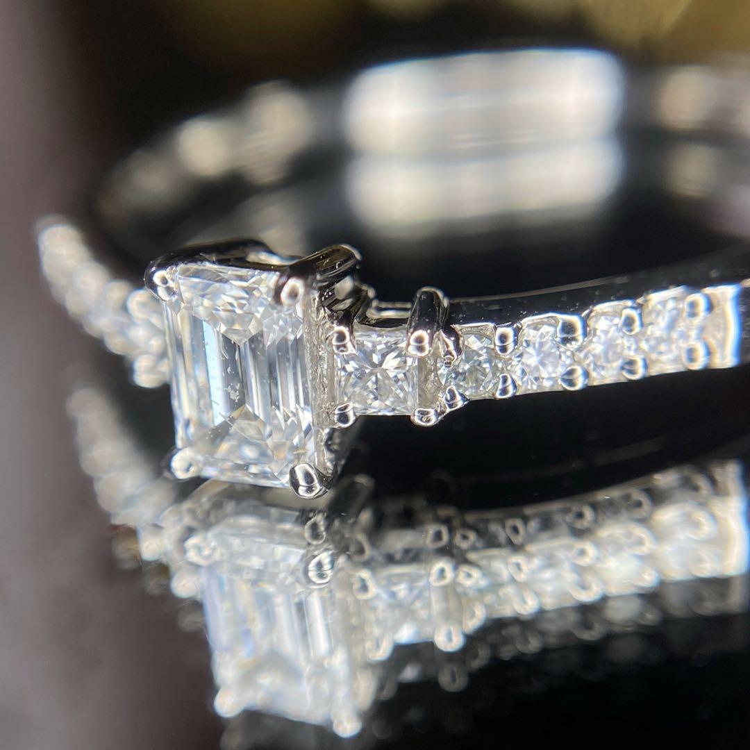 天然 ダイヤモンド 計0.43ct D-SI2 エメラルドカット GIA鑑