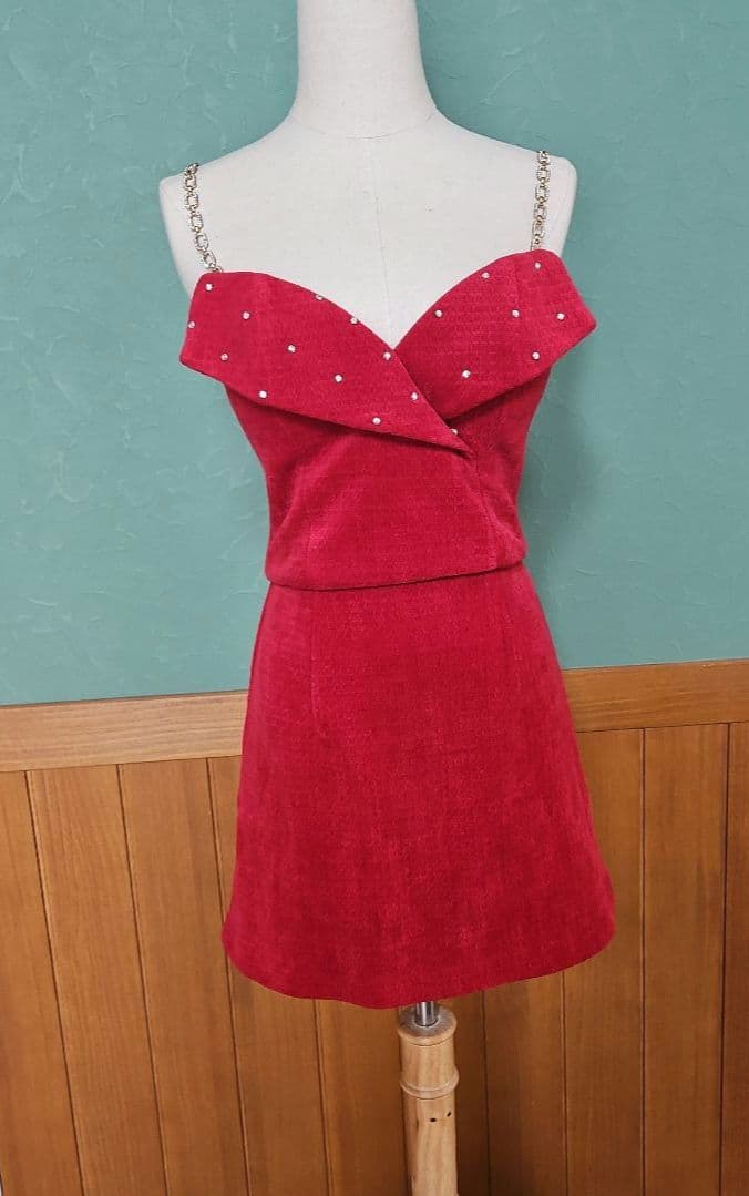 ROBE de FLEURS Glossy/バストビジューセットアップミニドレス