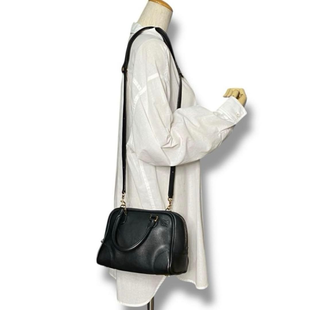 美品 LOEWE ロエベ アマソナ23 アナグラム レザー 2WAY バッグ 黒