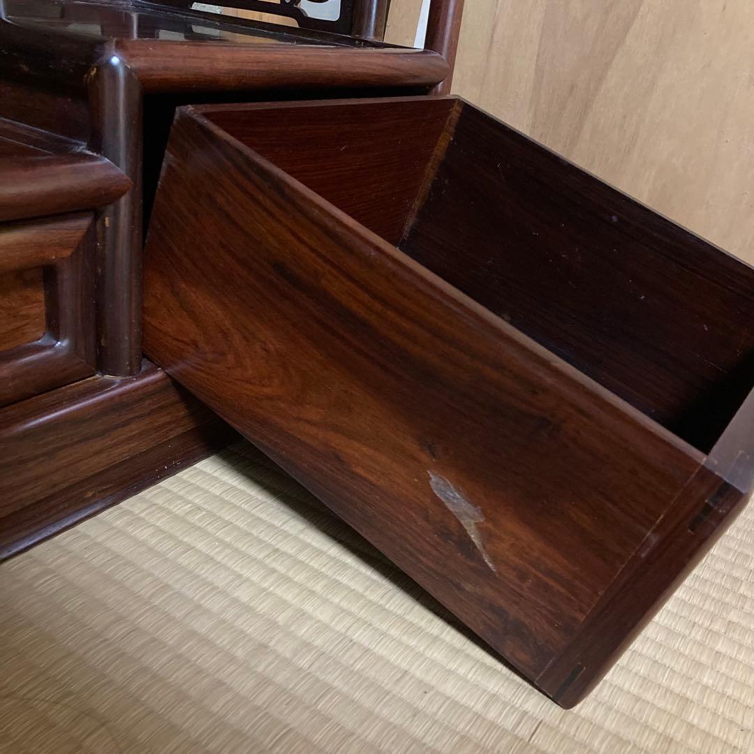 唐木家具 茶箪笥 飾り棚 違い棚 紫檀調 昭和レトロ ビンテージ 送料込み