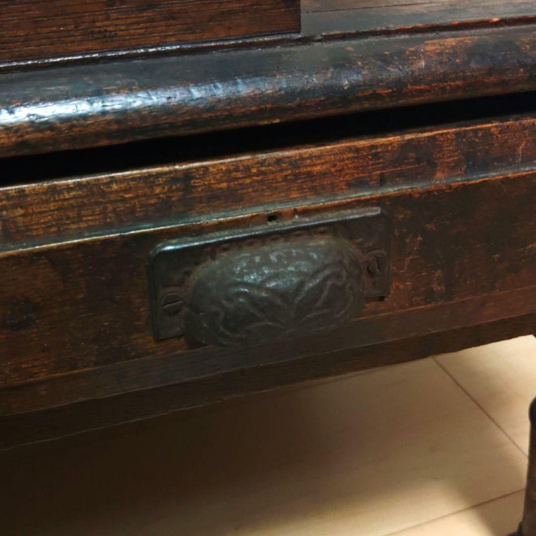 戦前 ? 文机 薬屋 帳場机 胃痛散 日ノ丸 商標 木製 看板 アンティーク