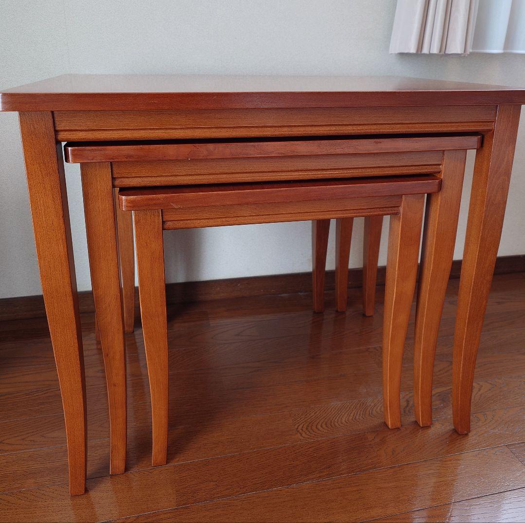 お値下げ！〈セルバ社〉イタリア家具☆木製ネストテーブル 3段式 ブラウン