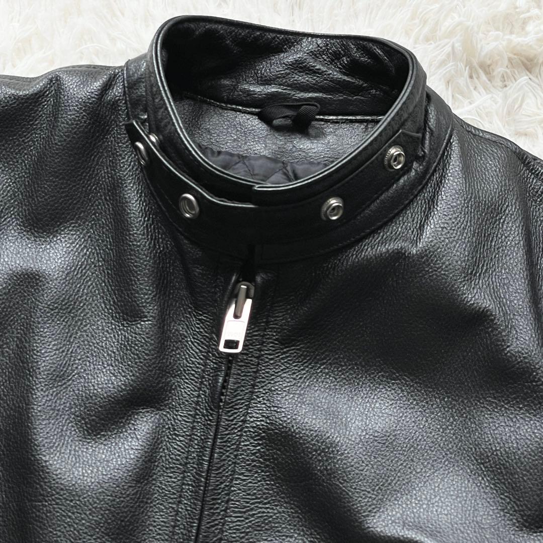 美品 希少 XXXL HORN WORKS レザー シングルライダース シボ加工