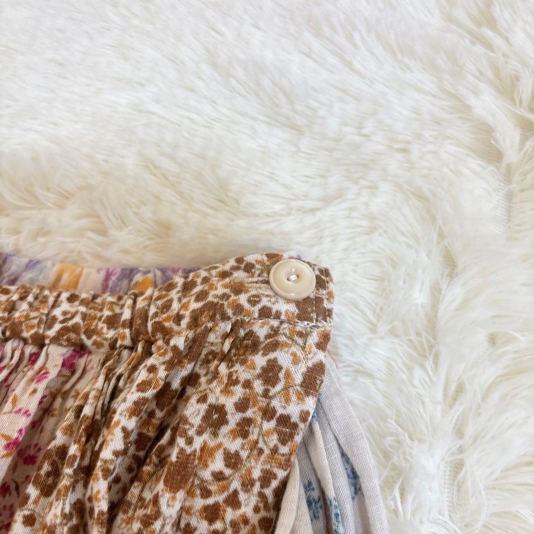 希少☆45R パッチワーク コットン フレアスカート 花柄 日本製 フラワー