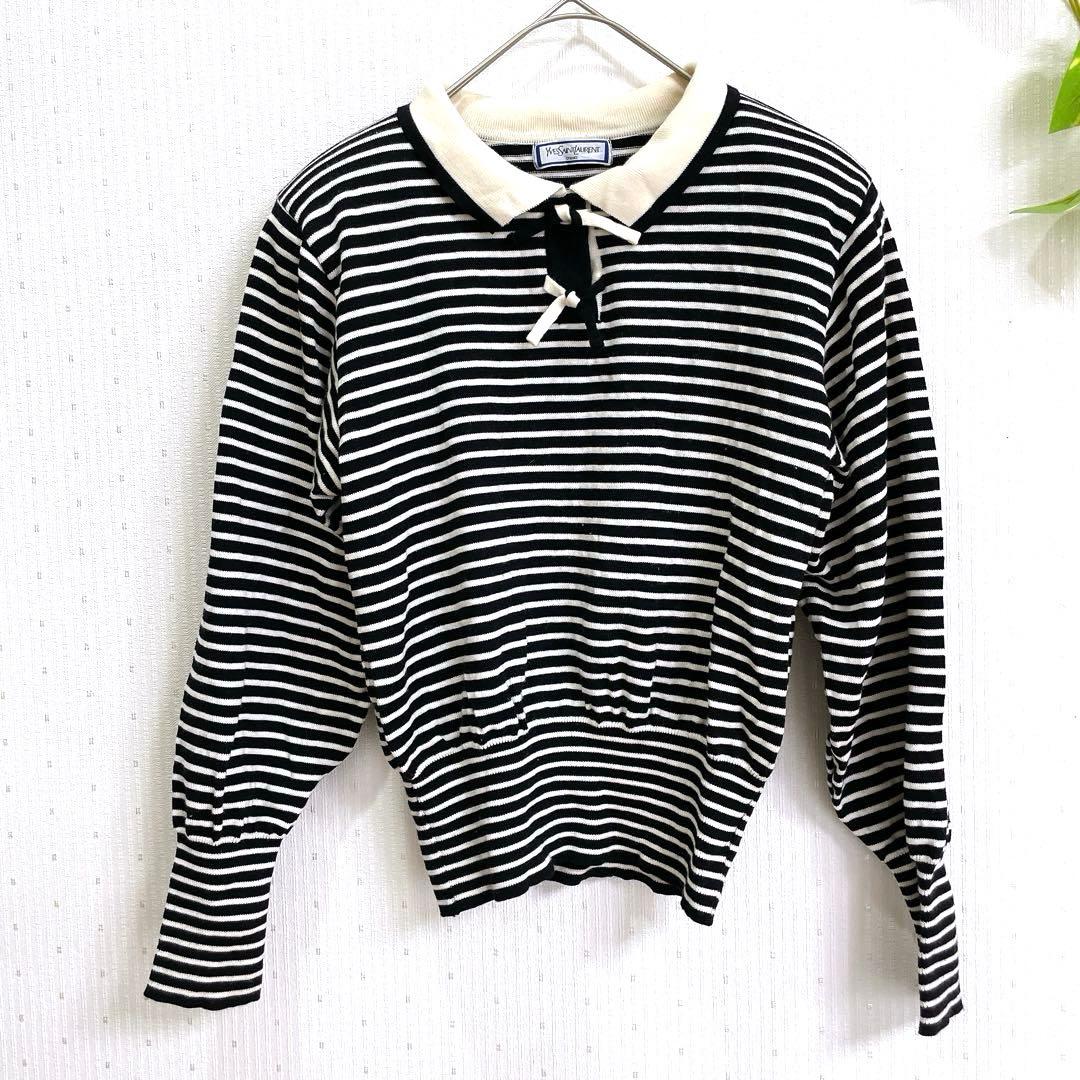 イヴ・サンローラン　ヴィンテージ　ニット　ボーダー ウール100% M 長袖