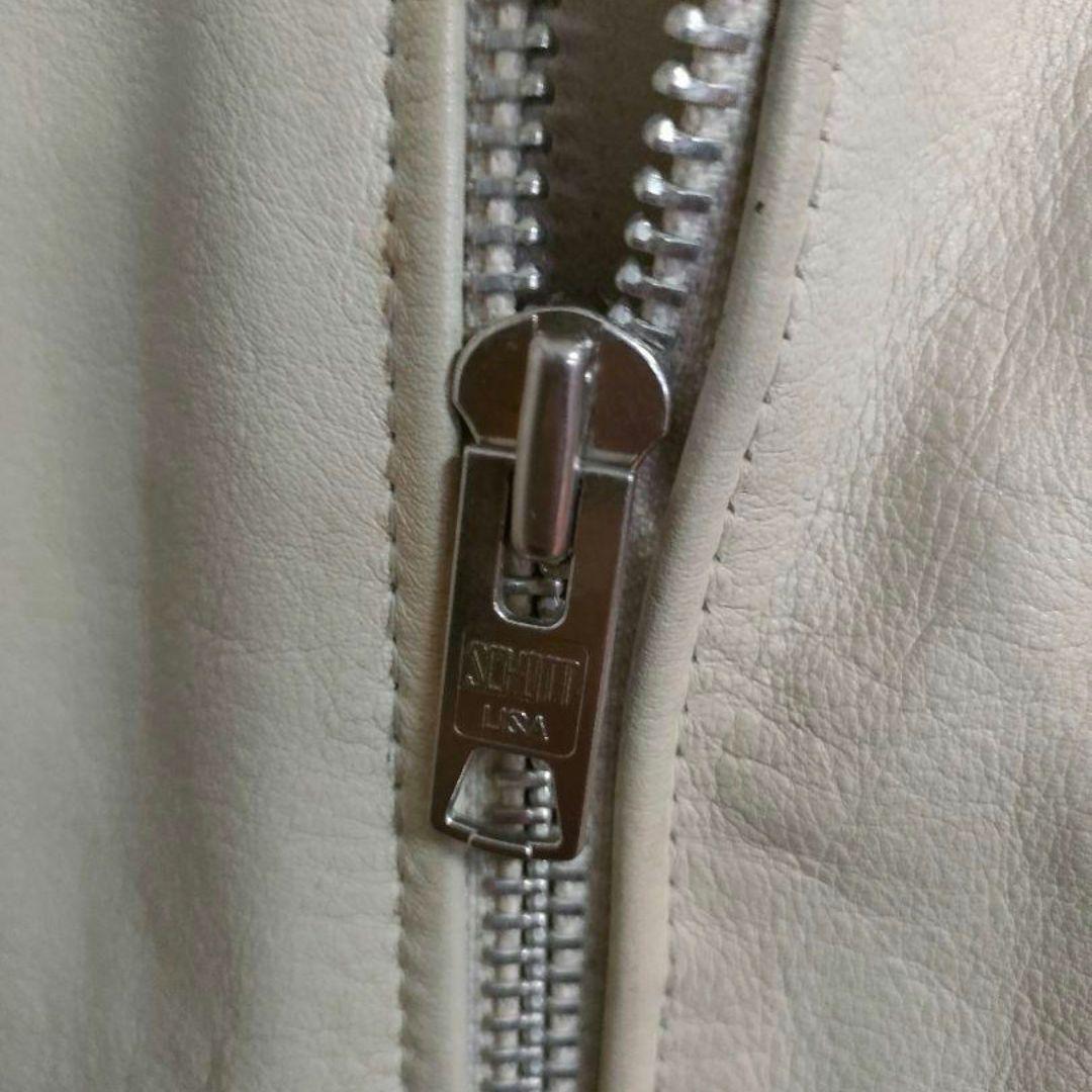 現行タグ　良品　Schott ホワイト ダブルライダースジャケット　ユーズド加工