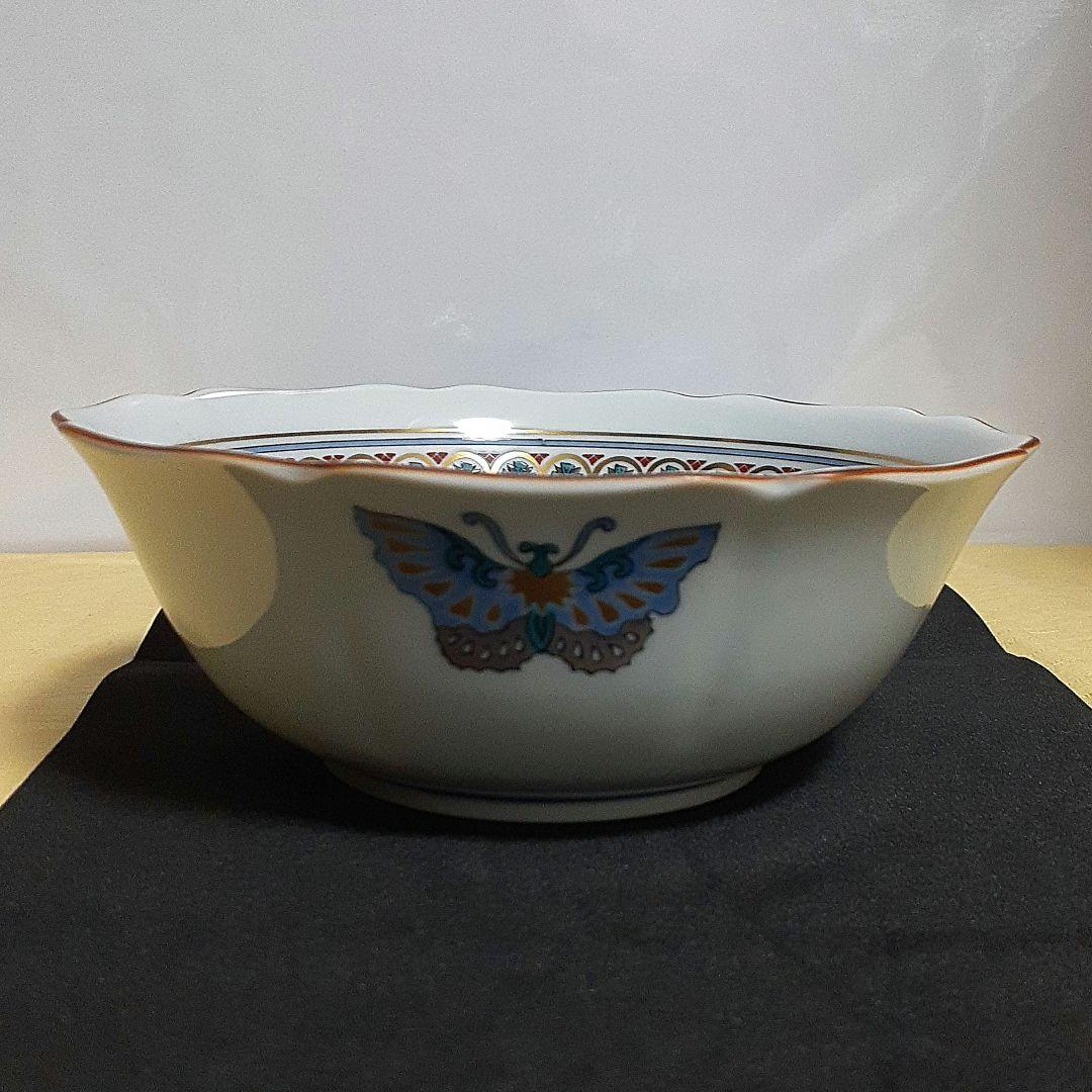 九谷九大青郊窯陶印いり八角形の紫陽花模様菓子鉢です