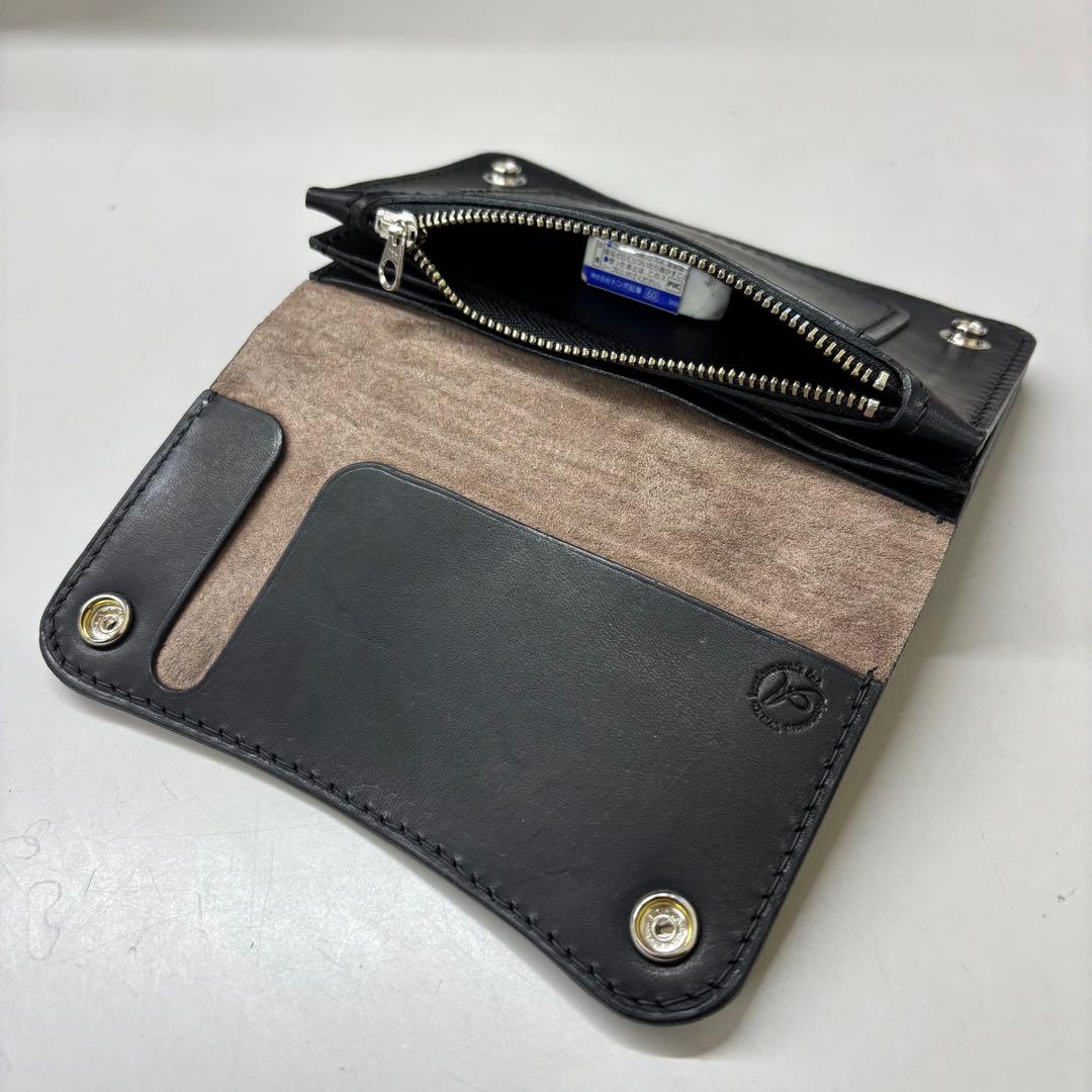 kan【ブラック&クロコダイル】ミドルトラッカーウォレット