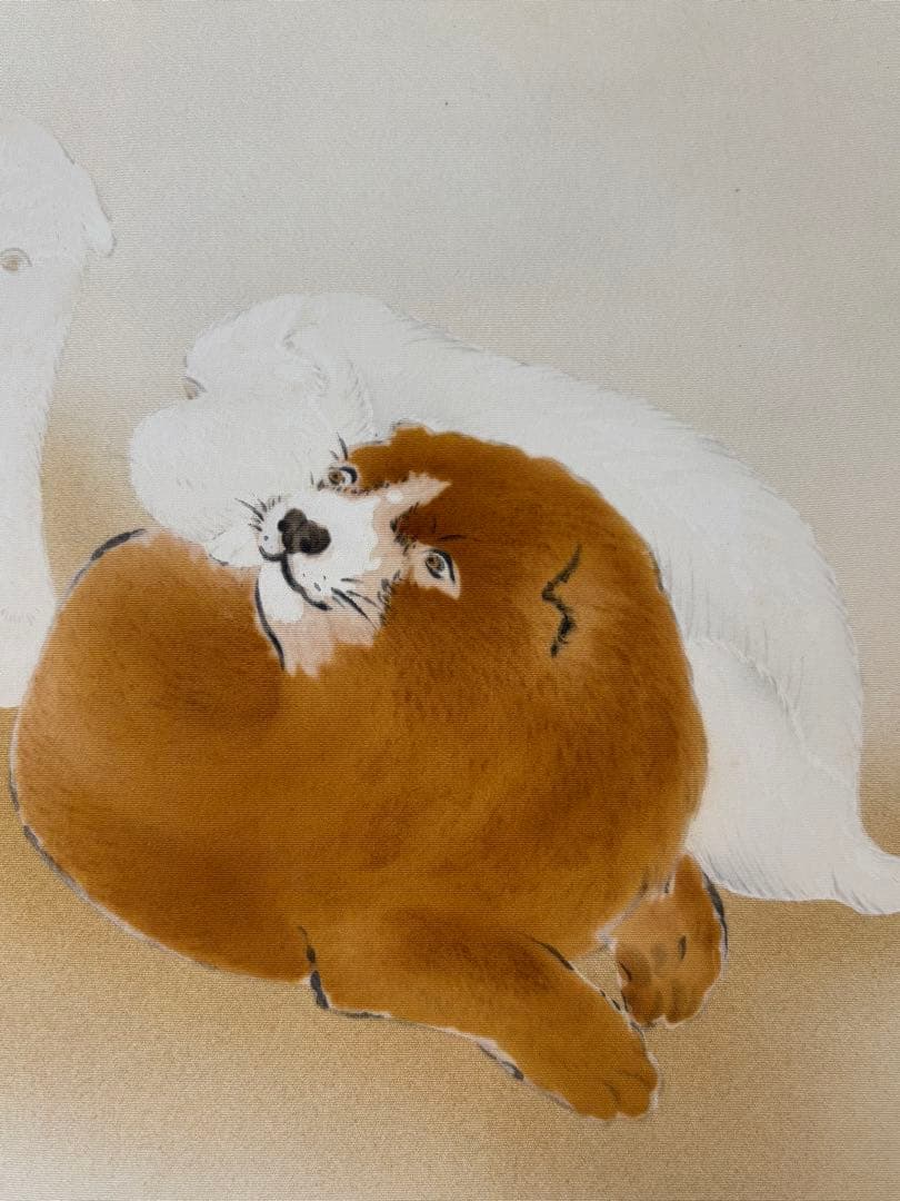 仔犬図　犬　掛け軸 掛軸 茶掛　茶道具　無地箱　合箱あり