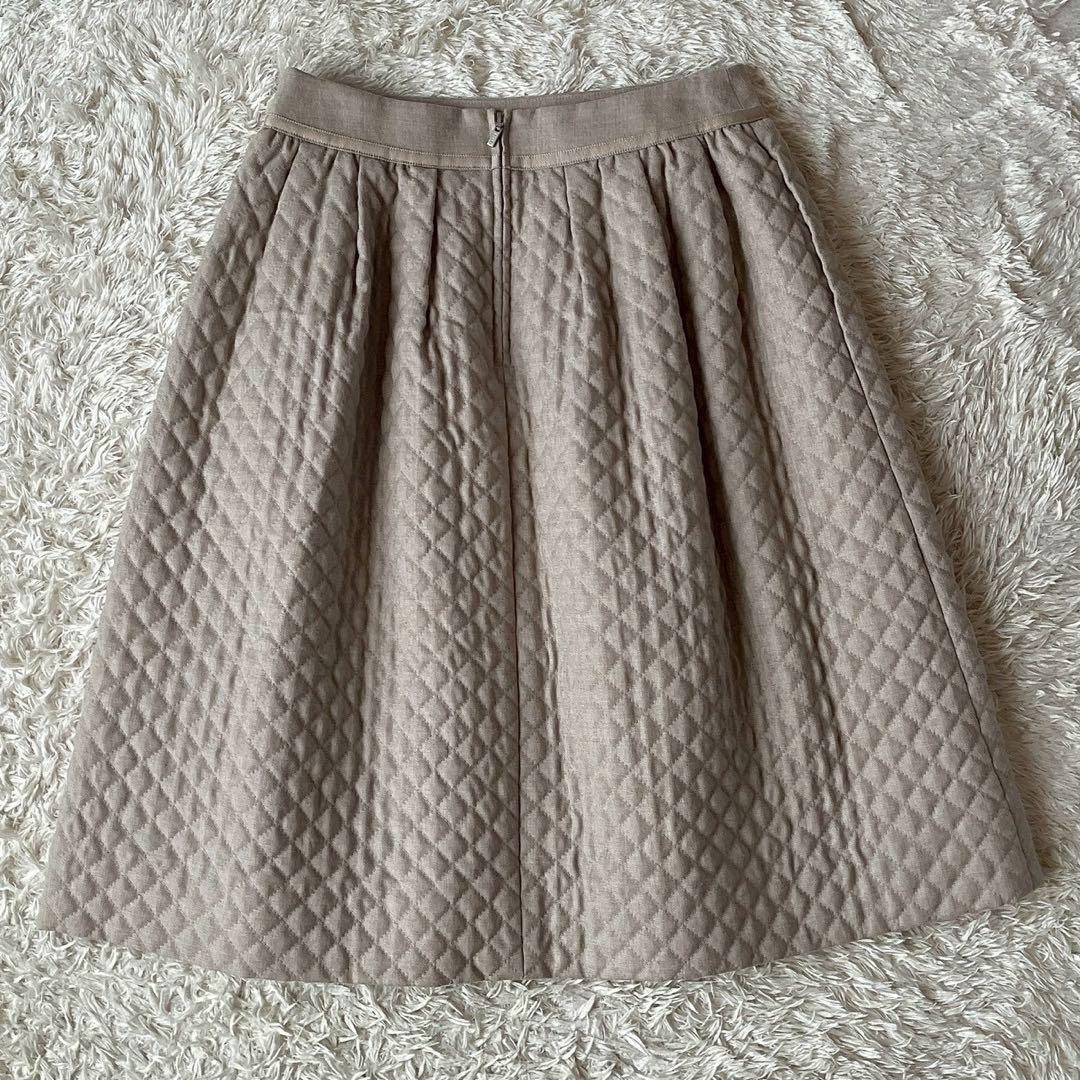 【美品】フォクシー キルティングスカート ウール100％ダイアゴナル膝丈