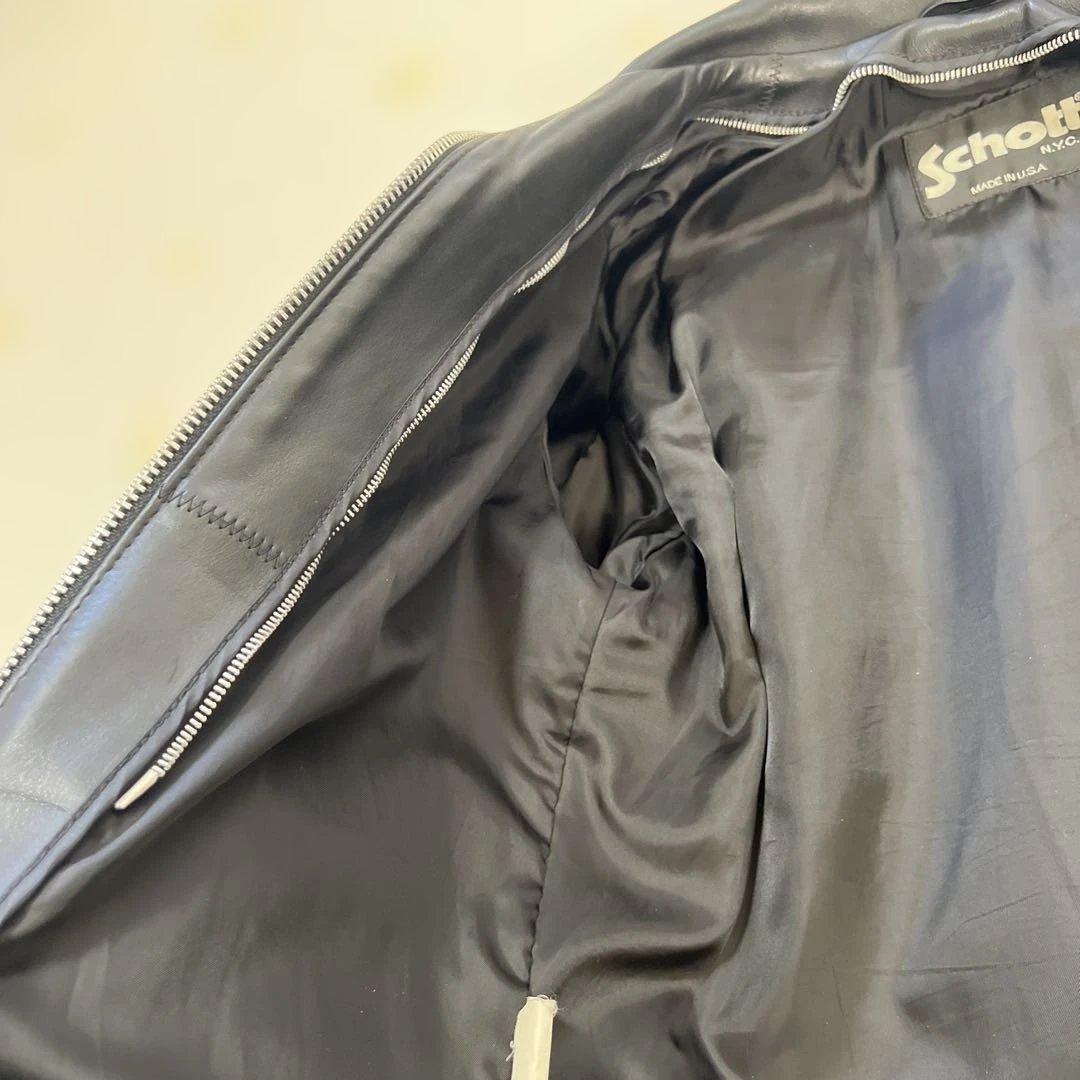 【ゆう】Schott 642 ブラックレザー シングルライダース 36