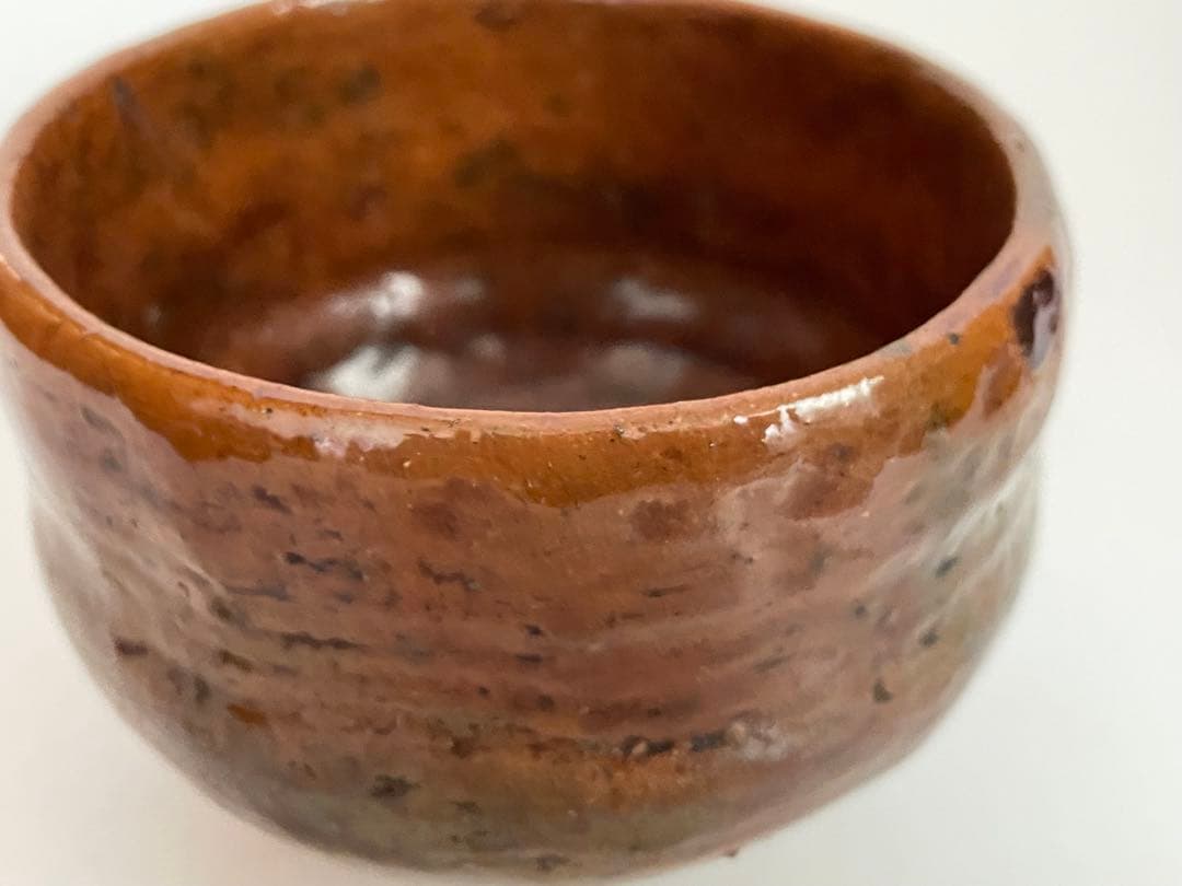 茶道具　骨董　大樋焼　飴釉　手捻り　茶碗　抹茶碗　共箱