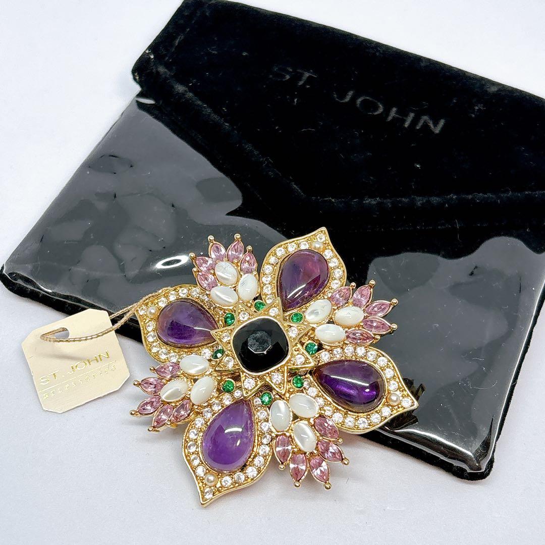 STJOHN セントジョン ビジュー ラインストーン ペンダントトップ ブローチ