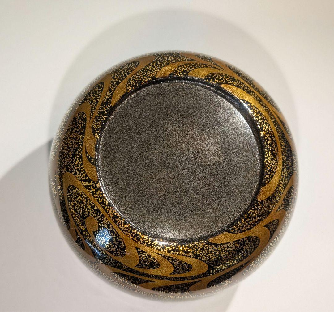 蝙蝠蒔絵　大棗　紫月作　福士健　内銀溜塗　蝙蝠に軍配　輪島塗　茶道具