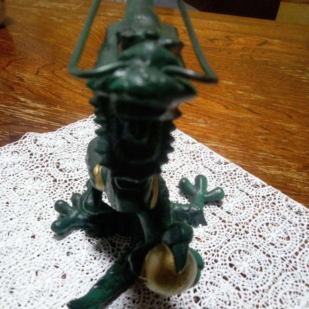 （美品）昇龍正義作金属工芸置物金属製ドラゴン彫刻 緑色