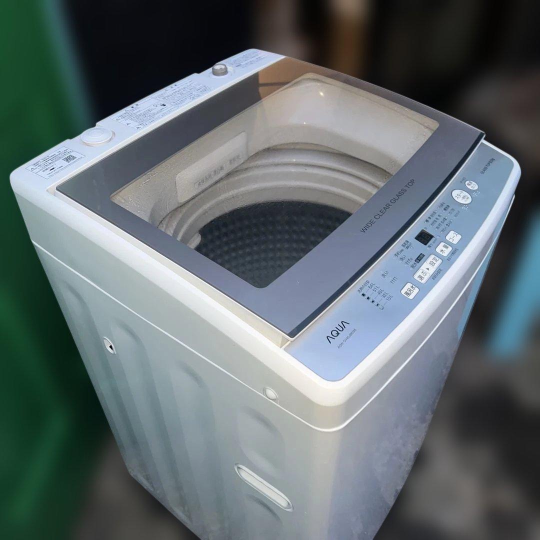 極美品AQUA/アクア/大型洗濯機/風乾燥付き/8㌔/絶好調/ガラス扉人気モデル