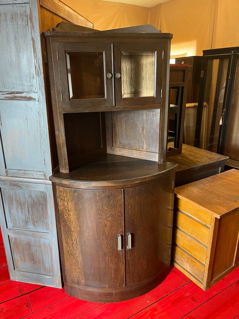 コーナーキャビネット棚アンティークダークブラウンヴィンテージ店舗什器