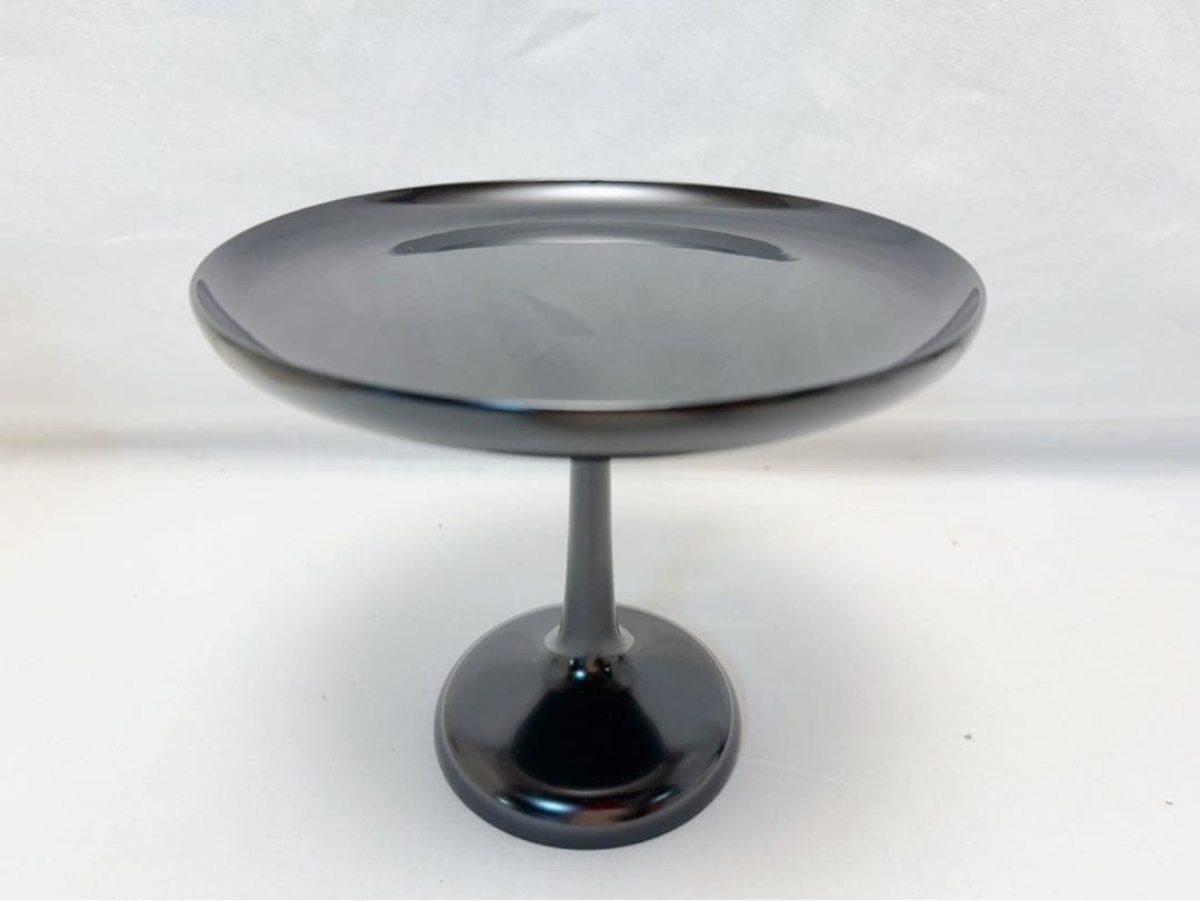 ほぼ未使用 茶道具 木製黒真塗 渦蒔絵 貴人高杯 干菓子器 元箱