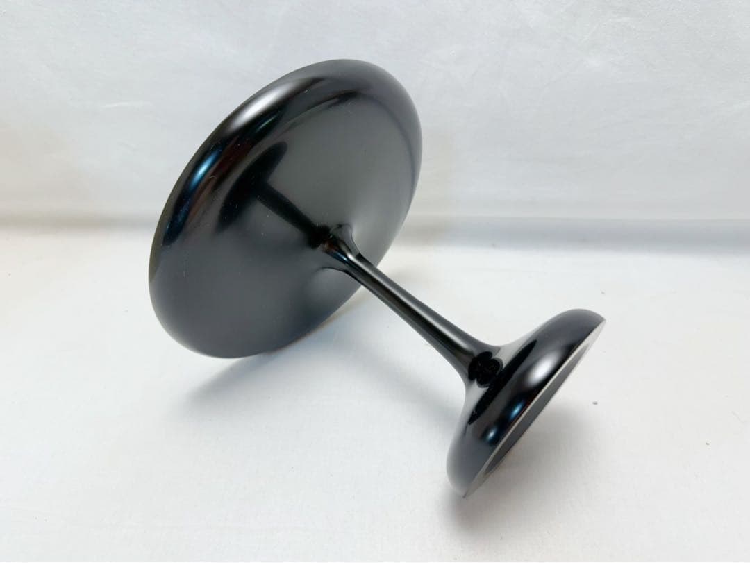 ほぼ未使用 茶道具 木製黒真塗 渦蒔絵 貴人高杯 干菓子器 元箱