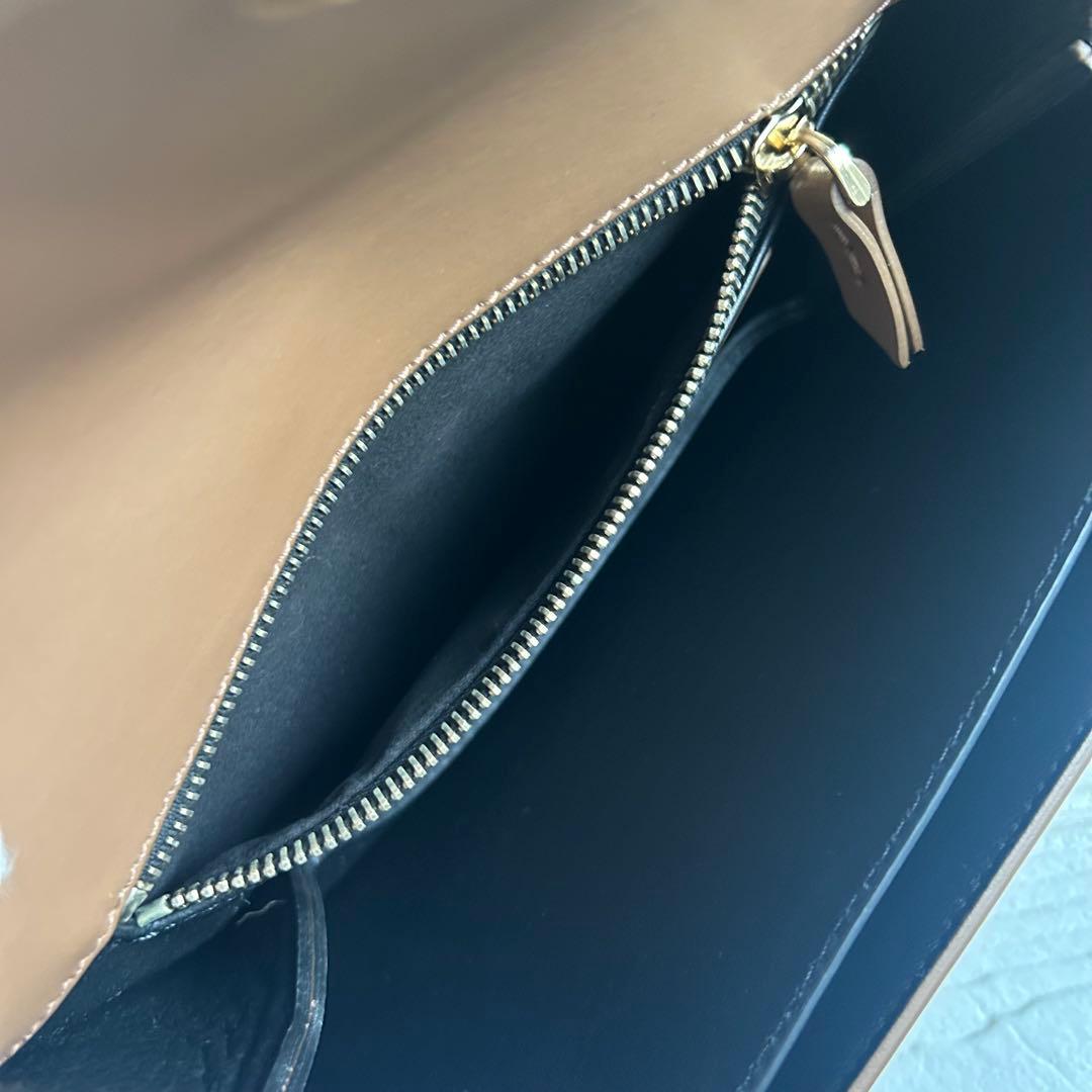 【美品】ZANCHETTI ショルダーバッグ ブラウン ファー ゴールドチェーン