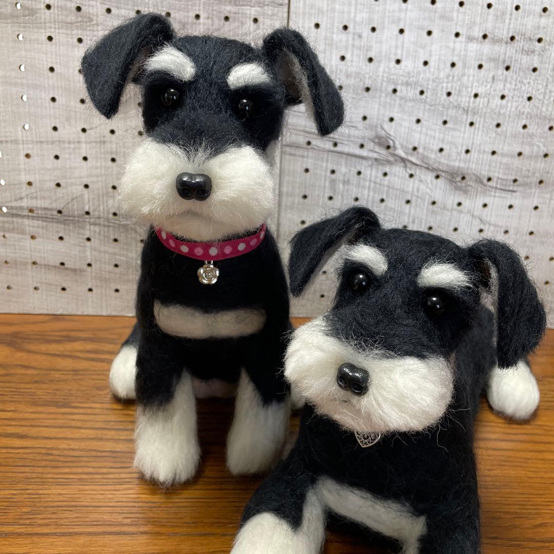 羊毛フェルト　ミニチュアシュナウザー　Mサイズ　3体