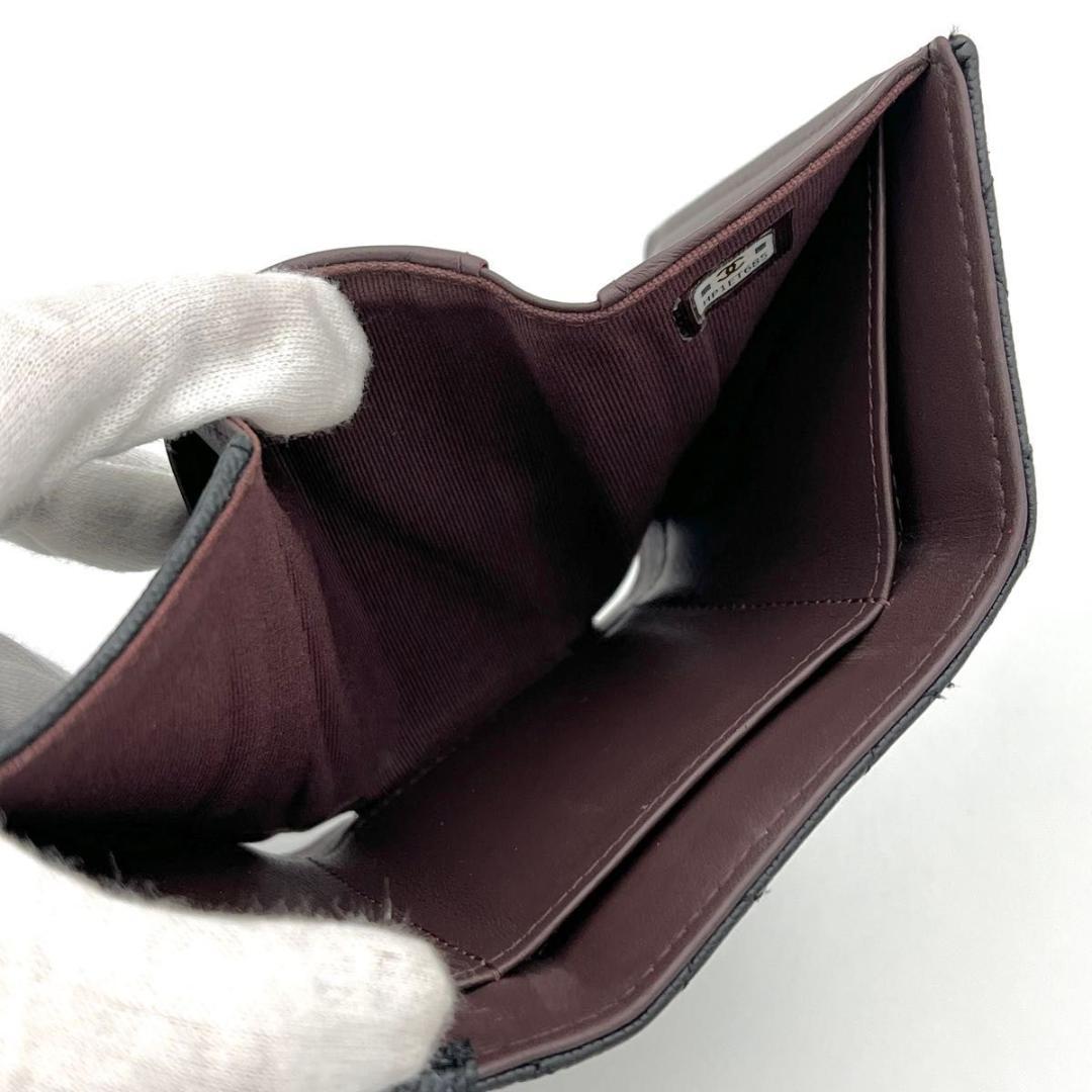 CHANEL シャネル マトラッセ キャビアスキン 三つ折り財布 ブラック 黒