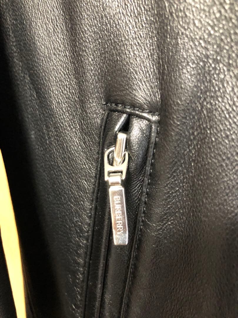 バーバリーブラックレーベル　シングルライダース　レザー　羊革　Burberry