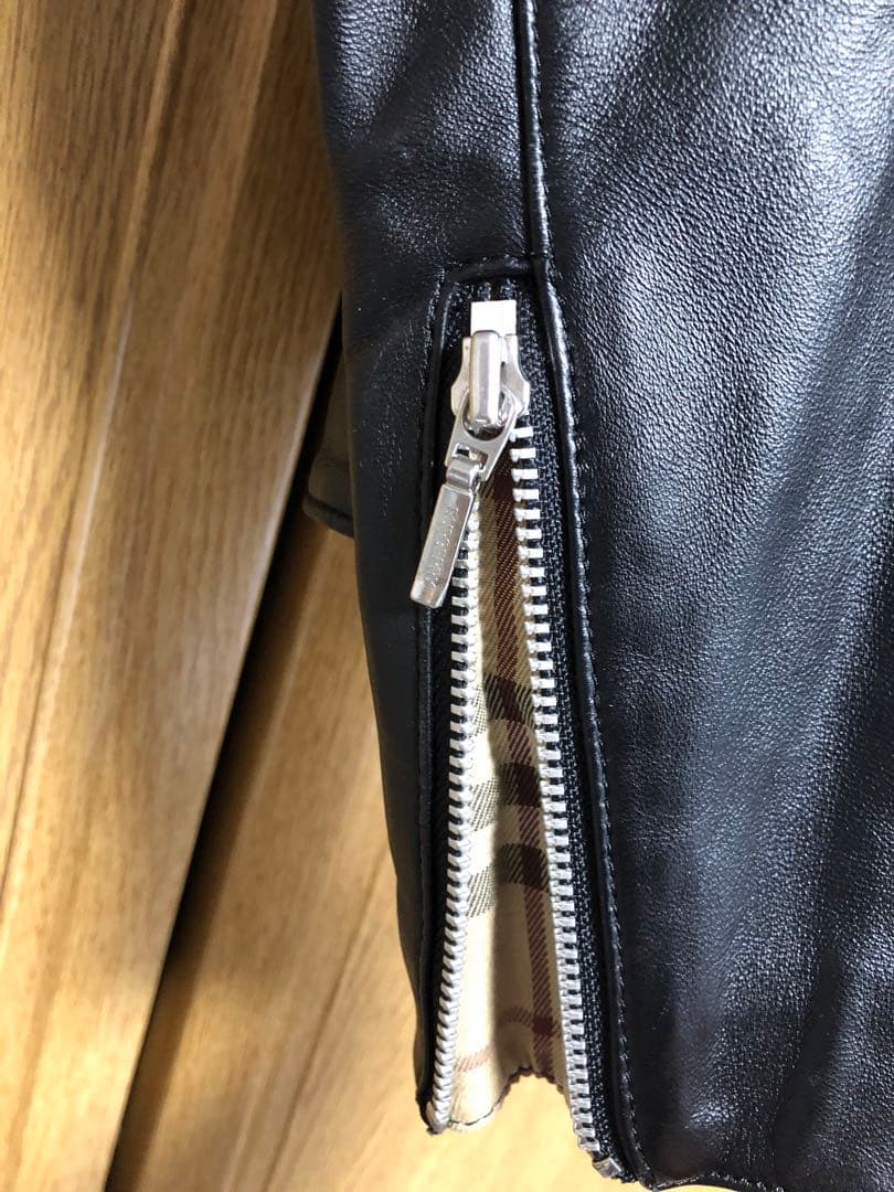 バーバリーブラックレーベル　シングルライダース　レザー　羊革　Burberry