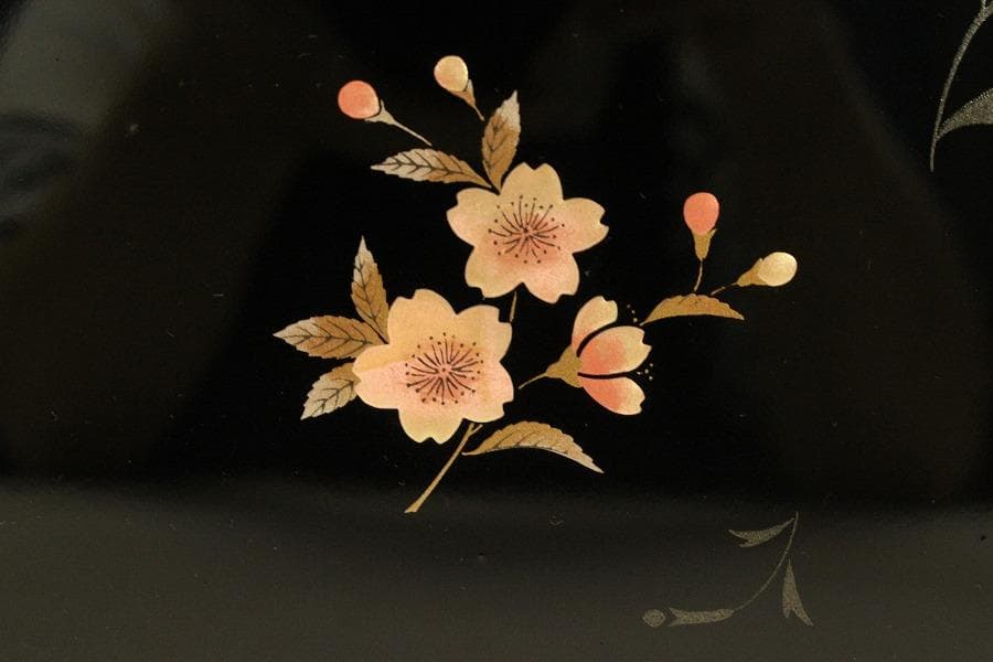 煎茶盆 枝花紋 蒔絵 盆(A734)