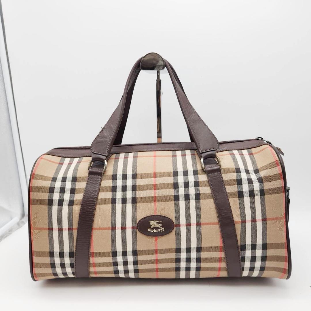 バーバリー ボストンバッグ ノバチェック ハンドバッグ ロゴ ヴィンテージ