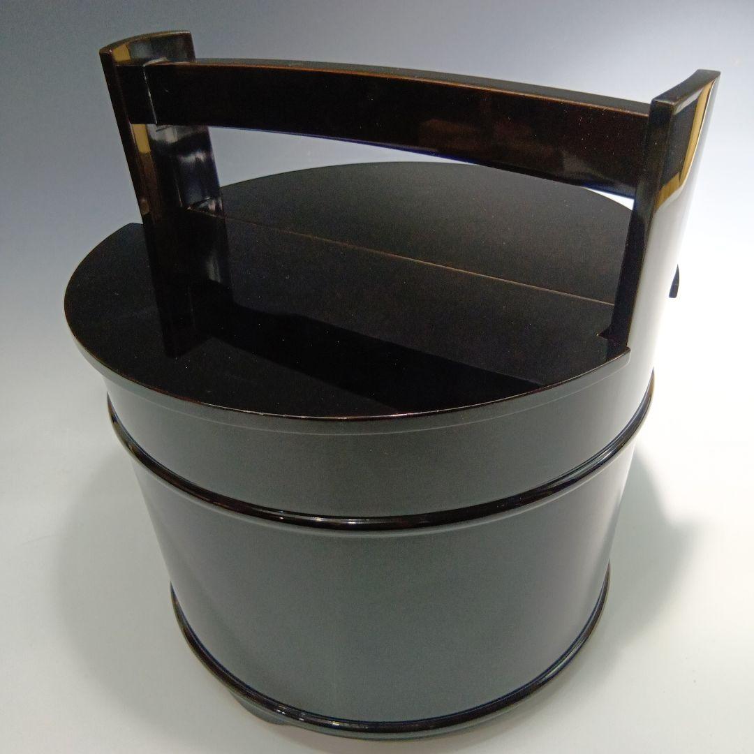 値下げ茶道具　(塗師)茶平一斉造　真塗手桶　　 共箱