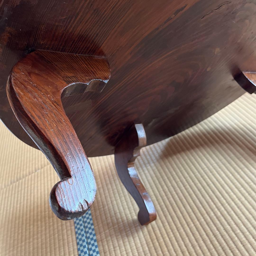 昭和レトロな木製円形座卓