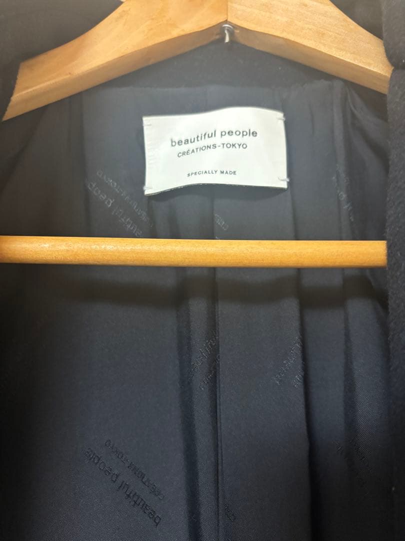 beautiful people ウールチェスターコート　ネイビー Ｓ