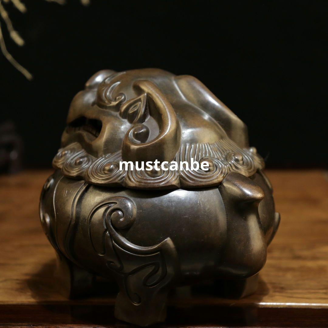 銅器 神獣猊薫香炉 香道具 鎮宅 辟邪 開運風水 招財 置物 工芸品 装飾品