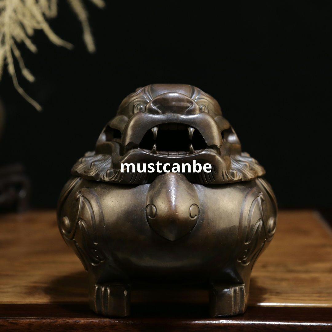 銅器 神獣猊薫香炉 香道具 鎮宅 辟邪 開運風水 招財 置物 工芸品 装飾品