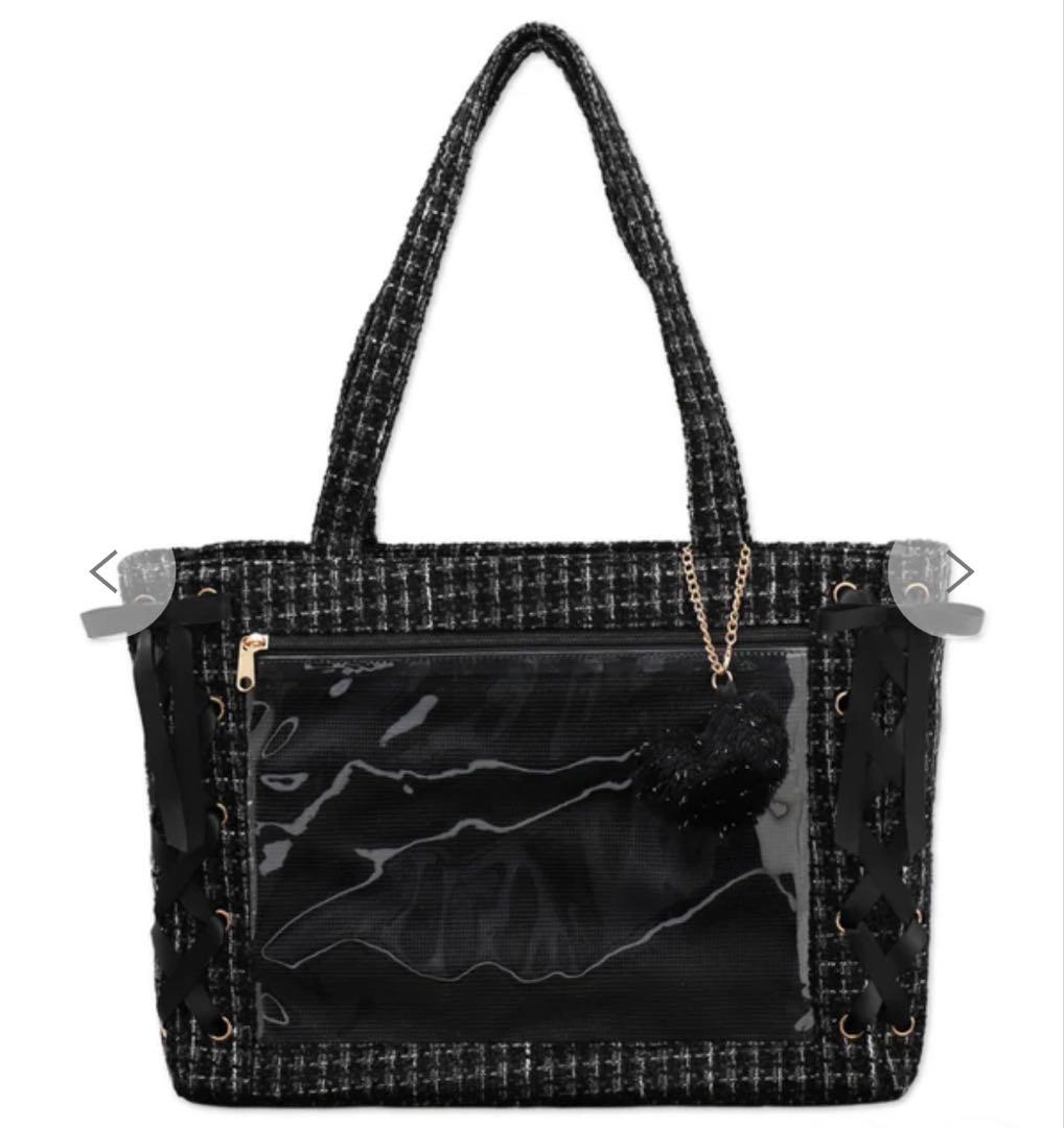 wego ツイードレースアップ痛バッグs ブラック