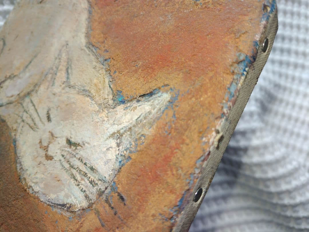 猫の油彩画　長島伸夫さん作「ひといき」