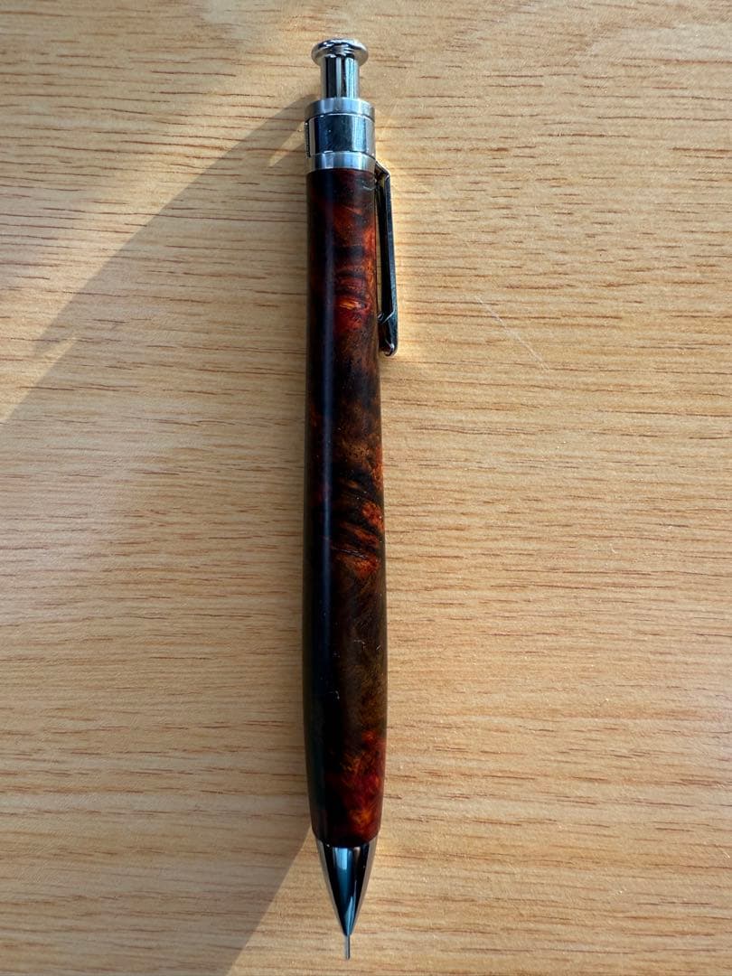 工房楔 ペンシル楔 紫檀の瘤杢 木軸シャープペン