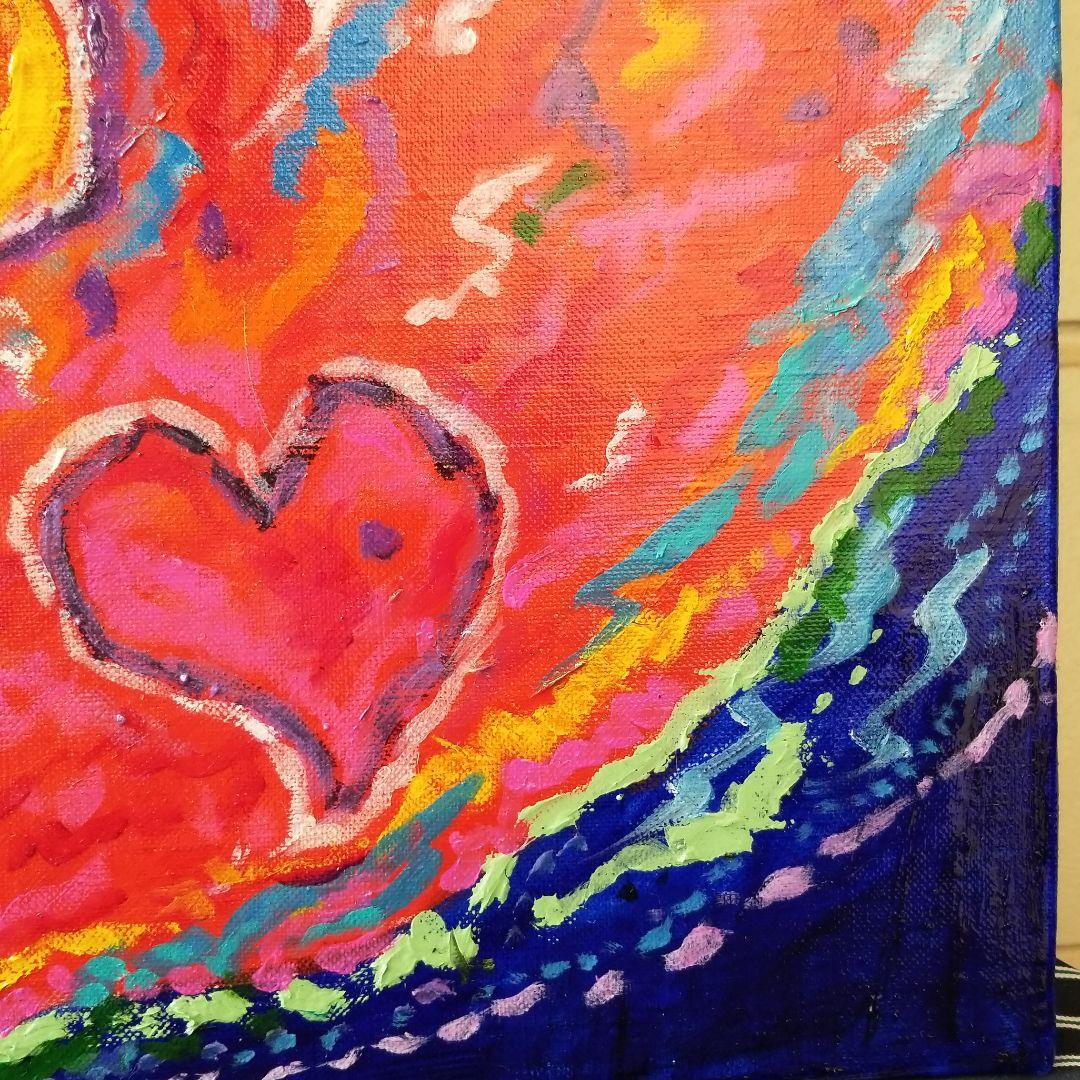 油絵　ゆ(o^^o)★確認　ハッピーハートと子犬