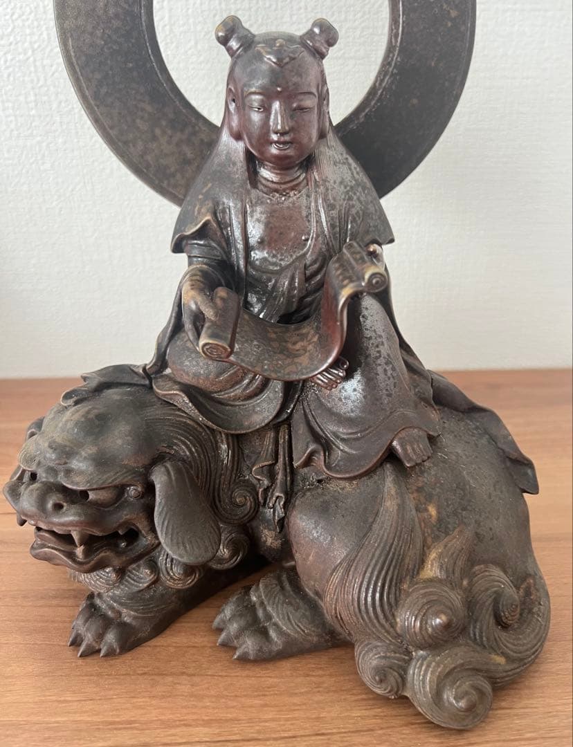 備前焼 文殊菩薩獅子香炉 木村友啓作 古備前写し共箱 アンティーク 美術工芸品