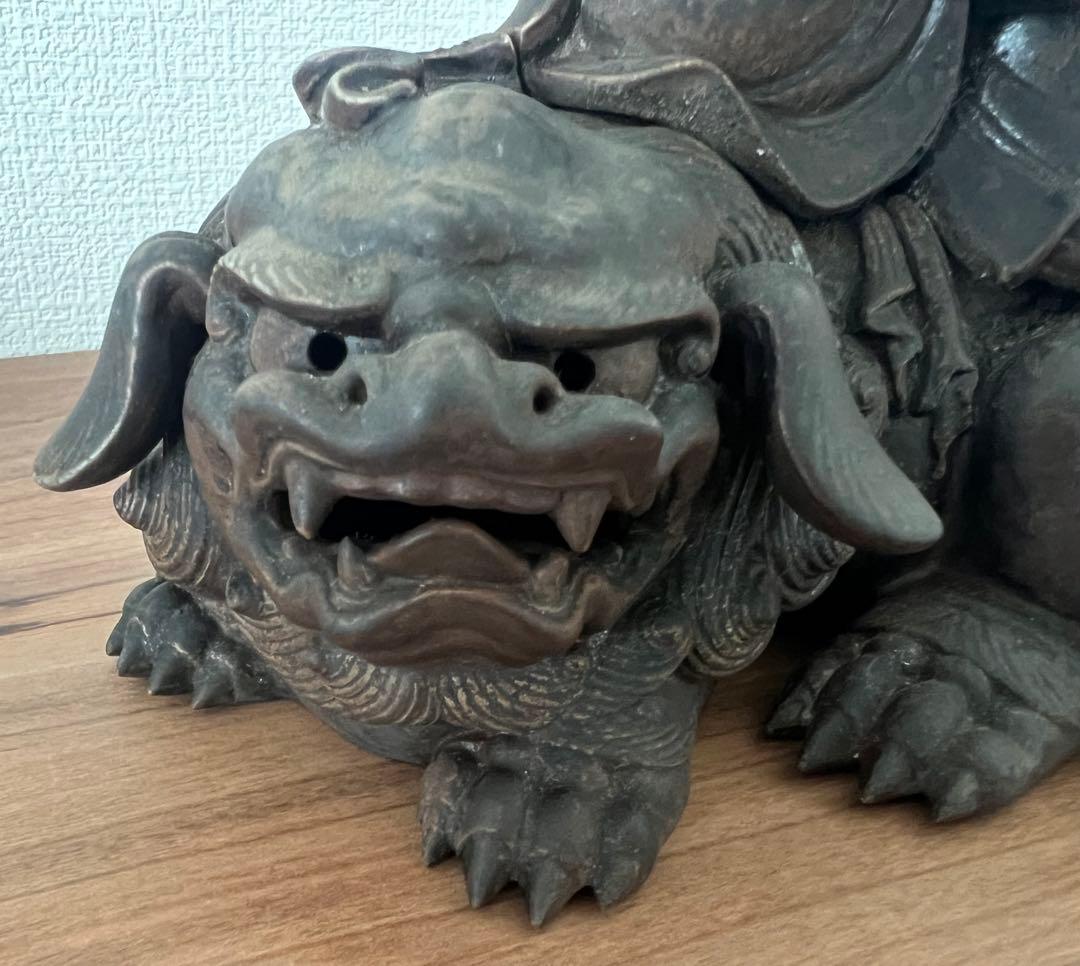備前焼 文殊菩薩獅子香炉 木村友啓作 古備前写し共箱 アンティーク 美術工芸品