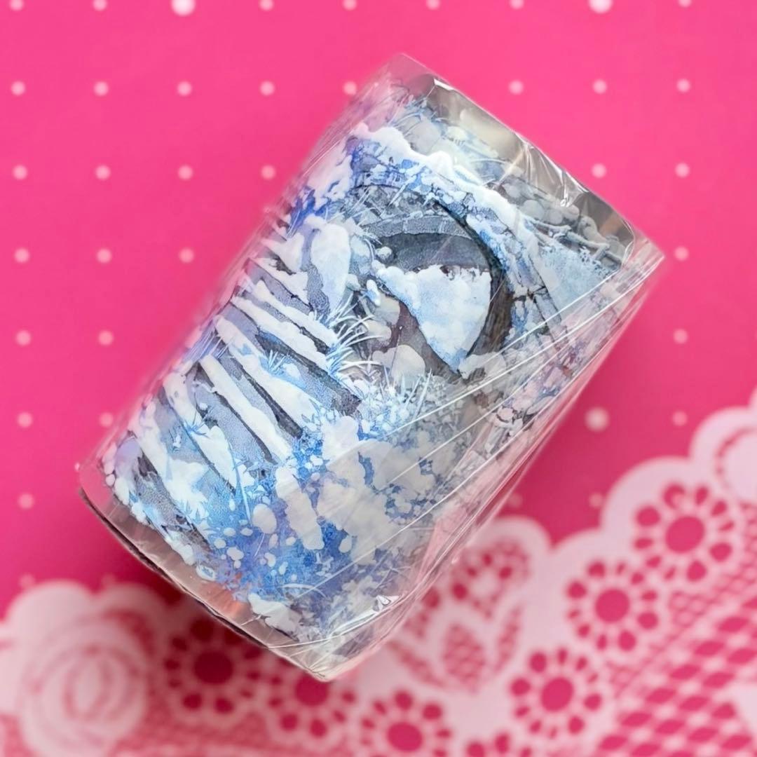 PET 溪桥横斜・冬 6cm×5m 海外マスキングテープ　海外マステ　階段　雪